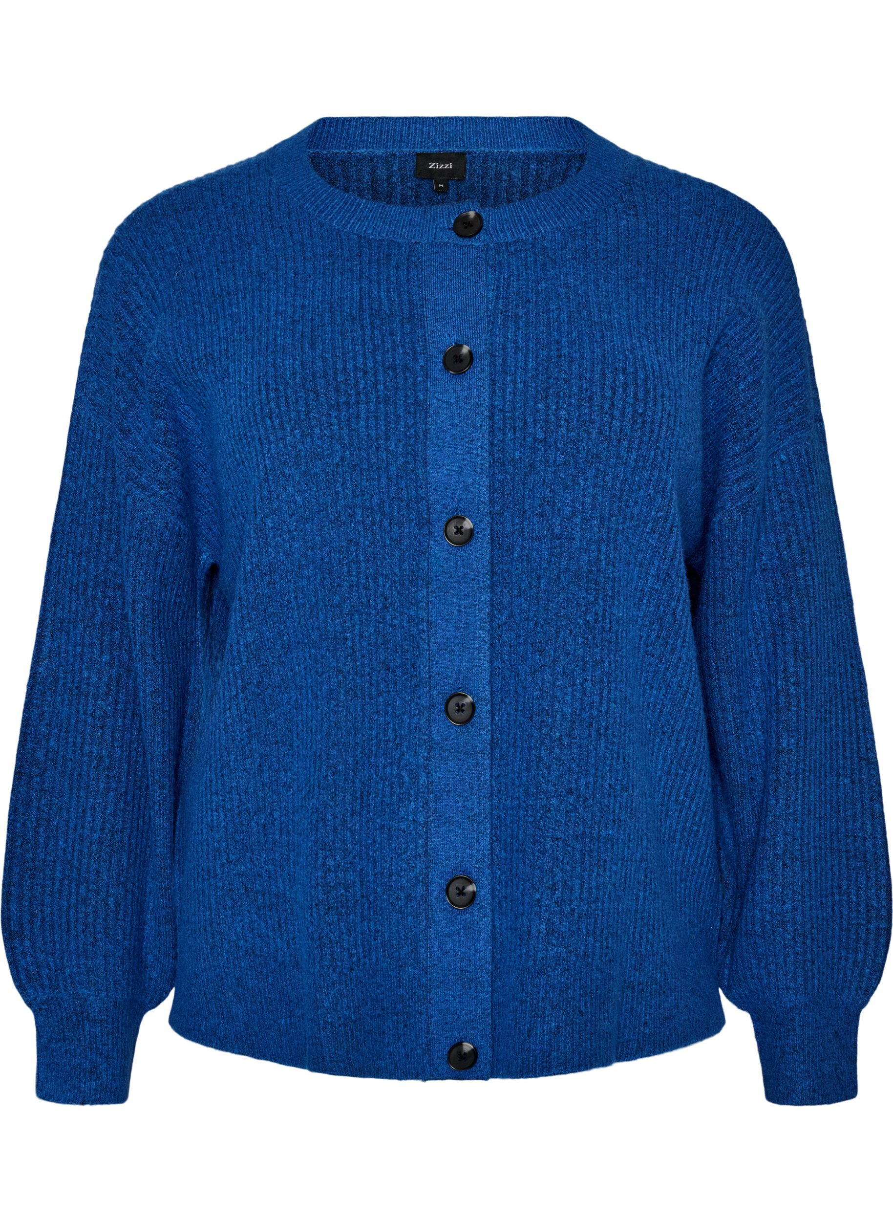 ZizziCardigan en maille c&ocirc;tel&eacute;e avec boutons, Bleu, Packshot image number 0