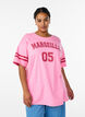 T-shirt coll&egrave;ge oversize et sportif, Rose, Model image number 0