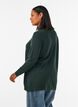 Blouse tricot&eacute;e en m&eacute;lange coton-viscose, Vert fonc&eacute;, Model image number 2