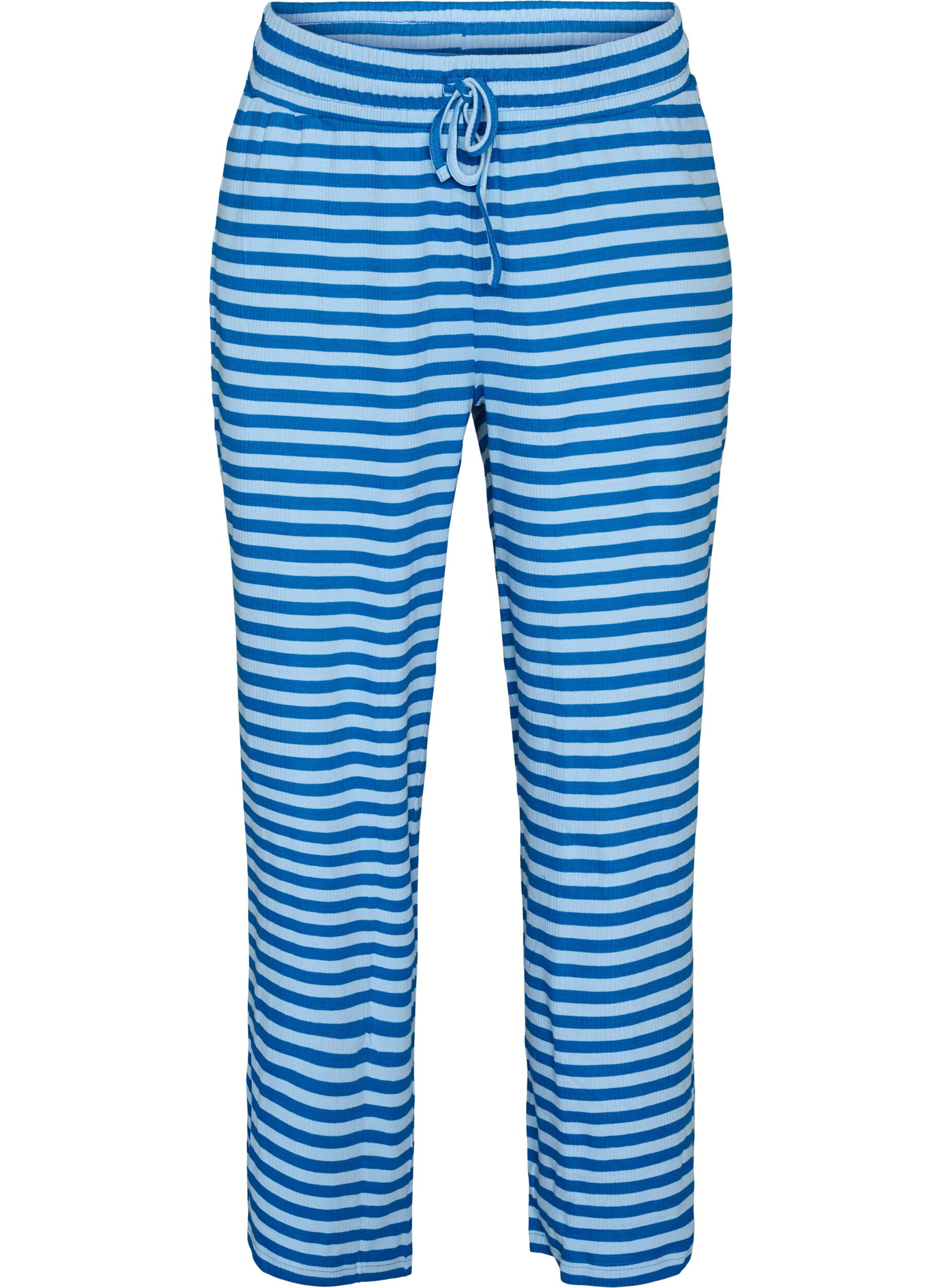 ZizziPantalon de pyjama ray&eacute; &agrave; taille haute et coupe ample, Bleu Clair, Packshot image number 0