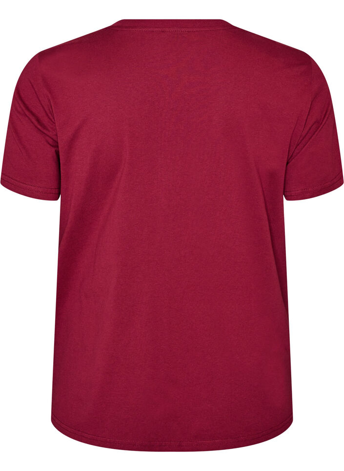 T-shirt basique en coton &agrave; col rond, Rouge, Packshot image number 1