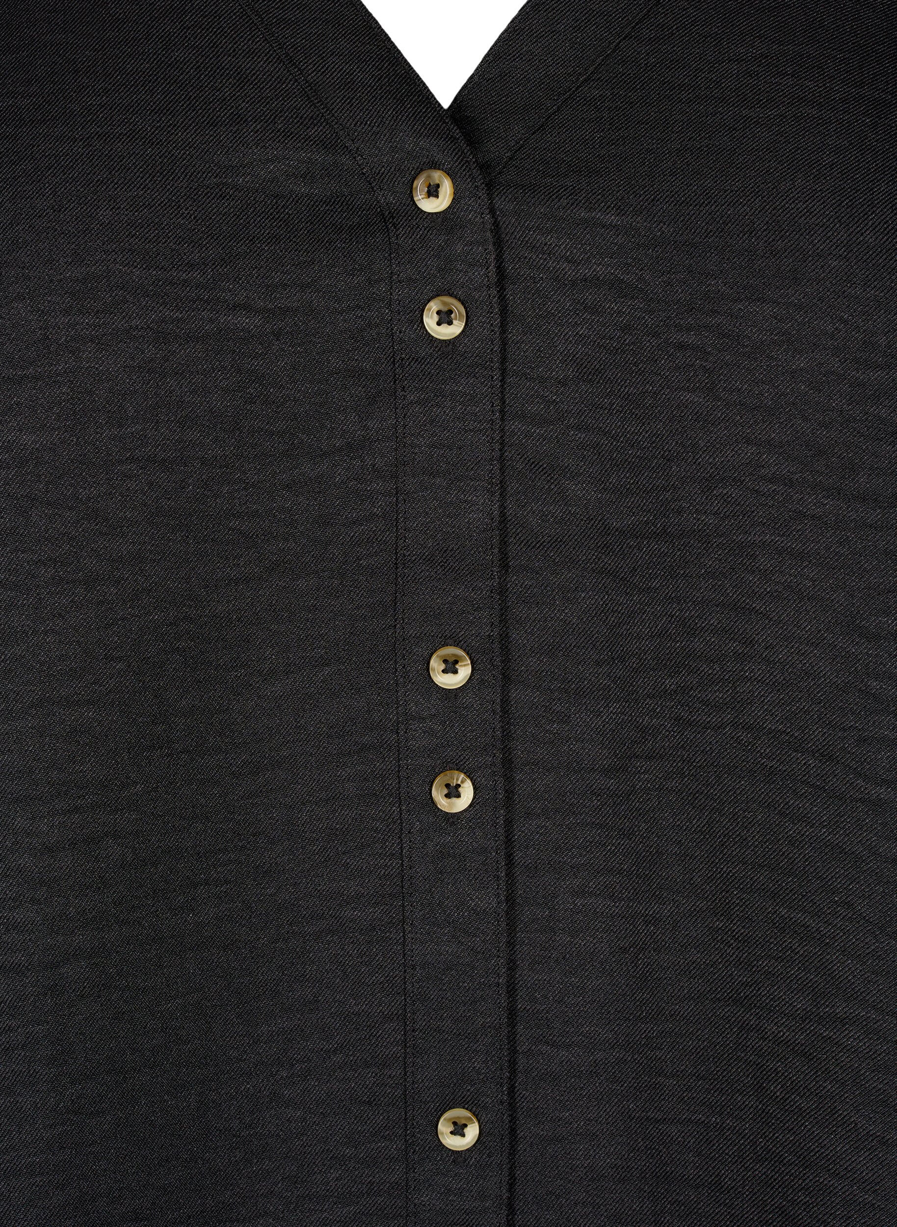 Zizzi Chemisier &agrave; col en V et manches courtes, Noir, Packshot image number 2