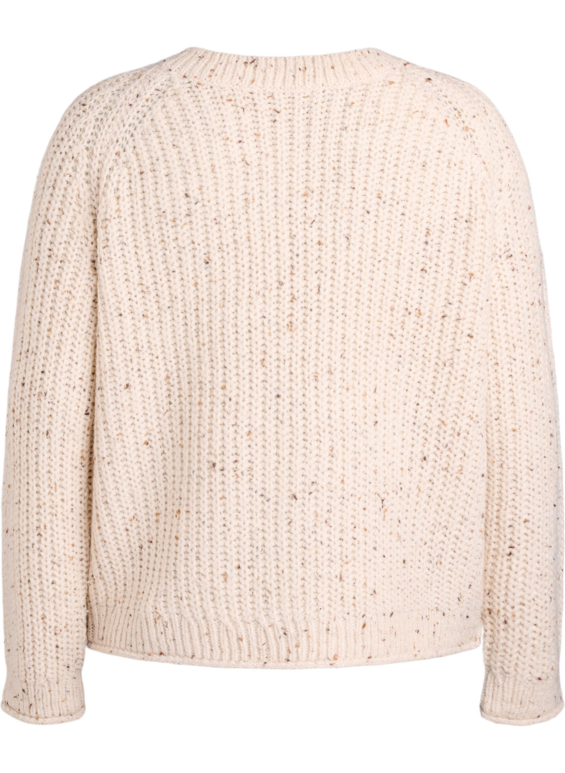 Zizzi Pull en maille avec manches raglan, Beige, Packshot image number 1