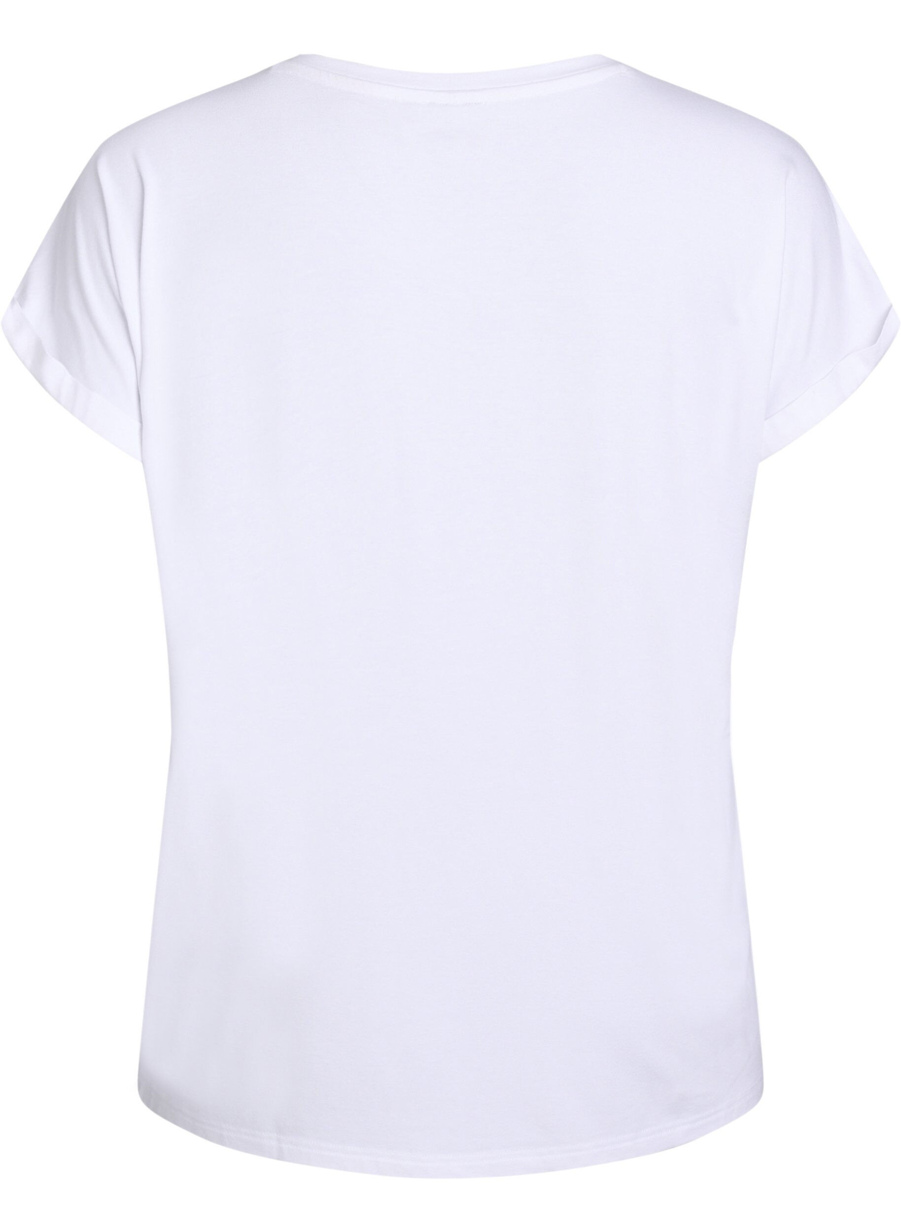 Zizzi T-shirt ample &agrave; col rond, Blanc, Packshot image number 1