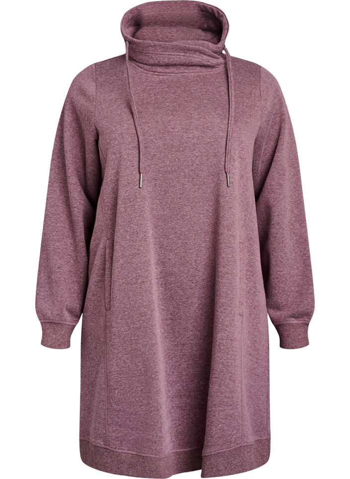 FLASH - Robe sweat-shirt courte à col montant et poches, Bordeaux, Packshot image number 0
