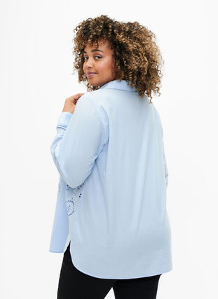 Chemise en coton avec broderie anglaise, Chambray Blue, Model image number 1