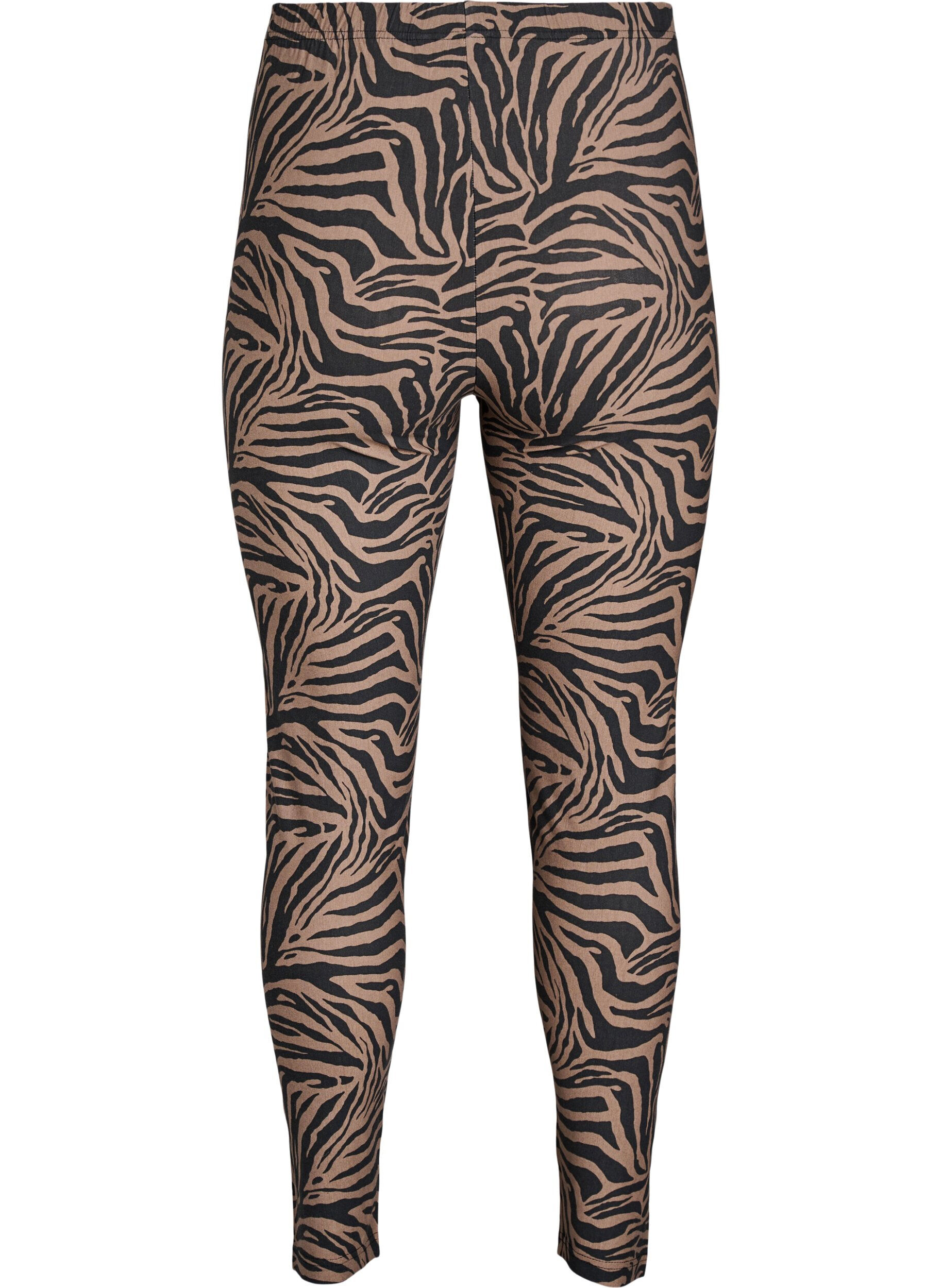 Zizzi Leggings en viscose imprim&eacute; z&egrave;bre, Marron, Packshot image number 1