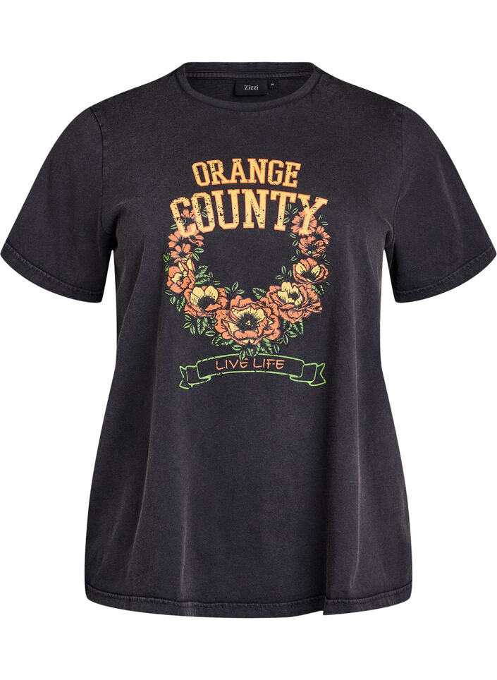 T-shirt en coton biologique avec une impression cool, Gris anthracite, Packshot image number 0