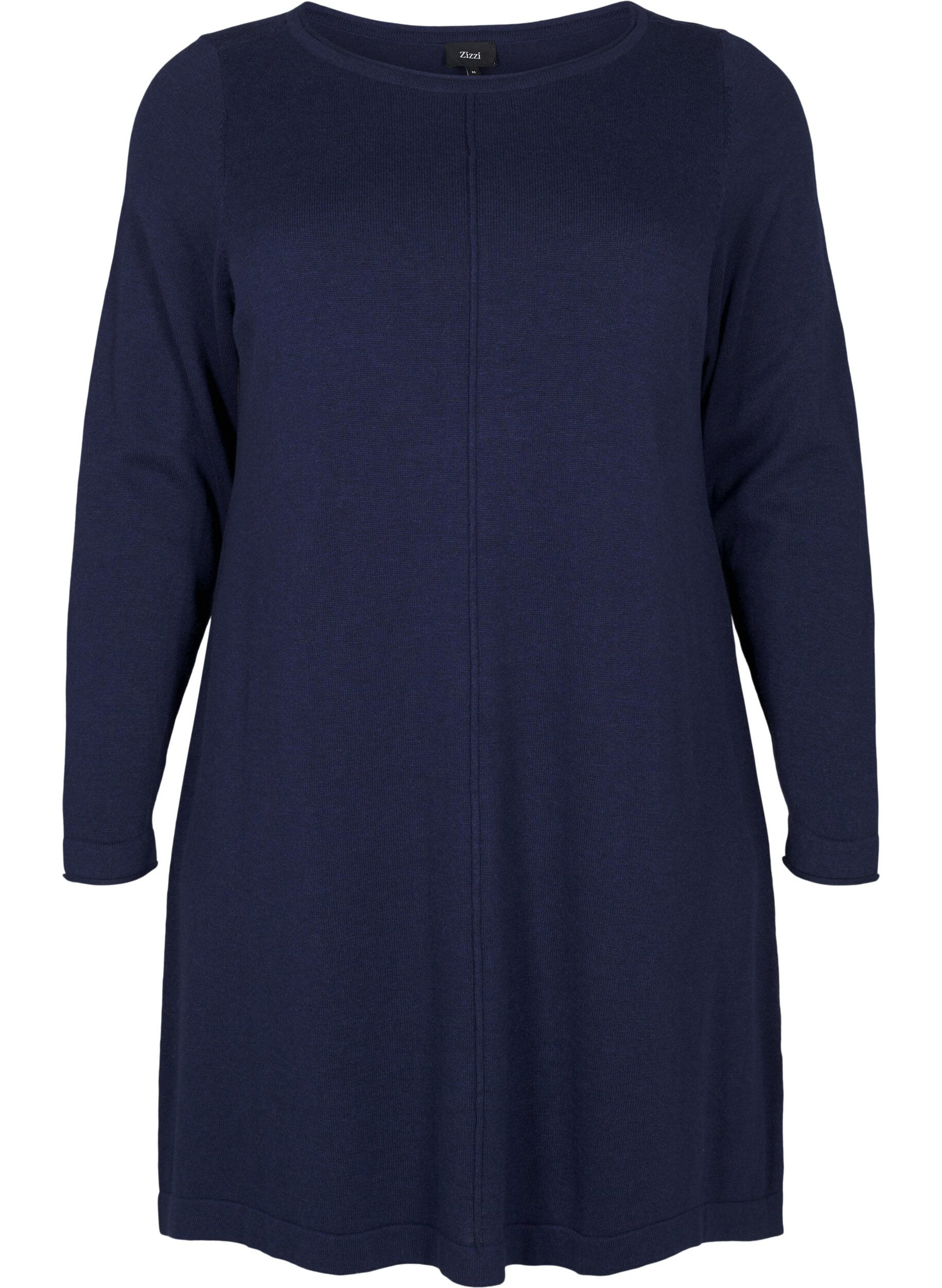 Zizzi Robes tricot&eacute;es en m&eacute;lange coton-viscose, Bleu, Packshot image number 0