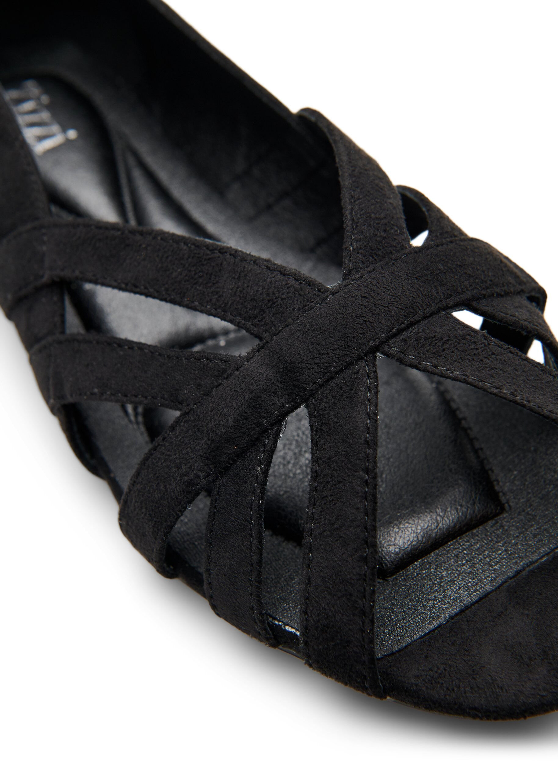 ZizziBallerines en su&eacute;dine avec brides crois&eacute;es, Noir, Packshot image number 2