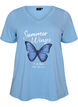 T-shirt en coton avec imprim&eacute; sur le devant et col en V, 0698, Packshot image number 0