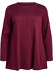 Blouse tricot&eacute;e en m&eacute;lange coton-viscose, Bordeaux fonc&eacute;, Packshot image number 0