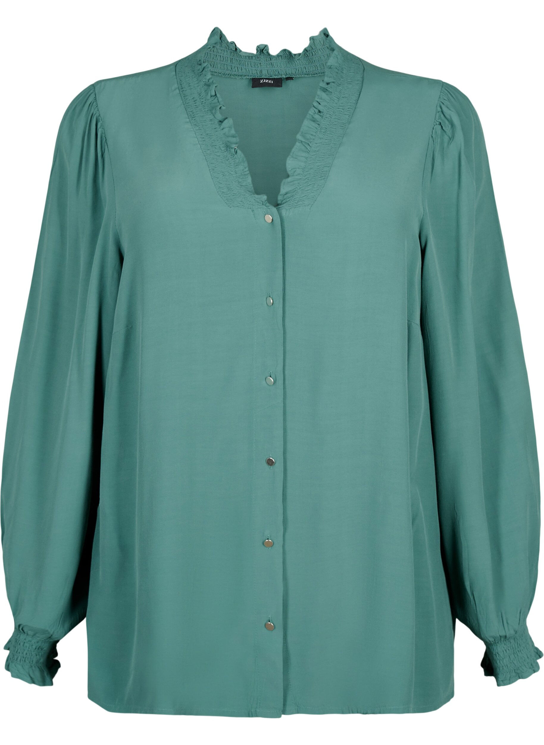 Zizzi Blouse &agrave; manches longues en viscose, Sea Pine, Packshot image number 0