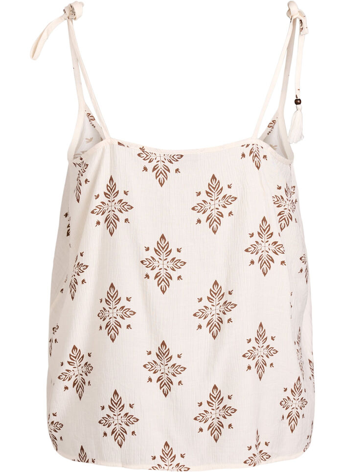 Haut &agrave; motifs avec bretelles &agrave; nouer, Vanille, Packshot image number 1