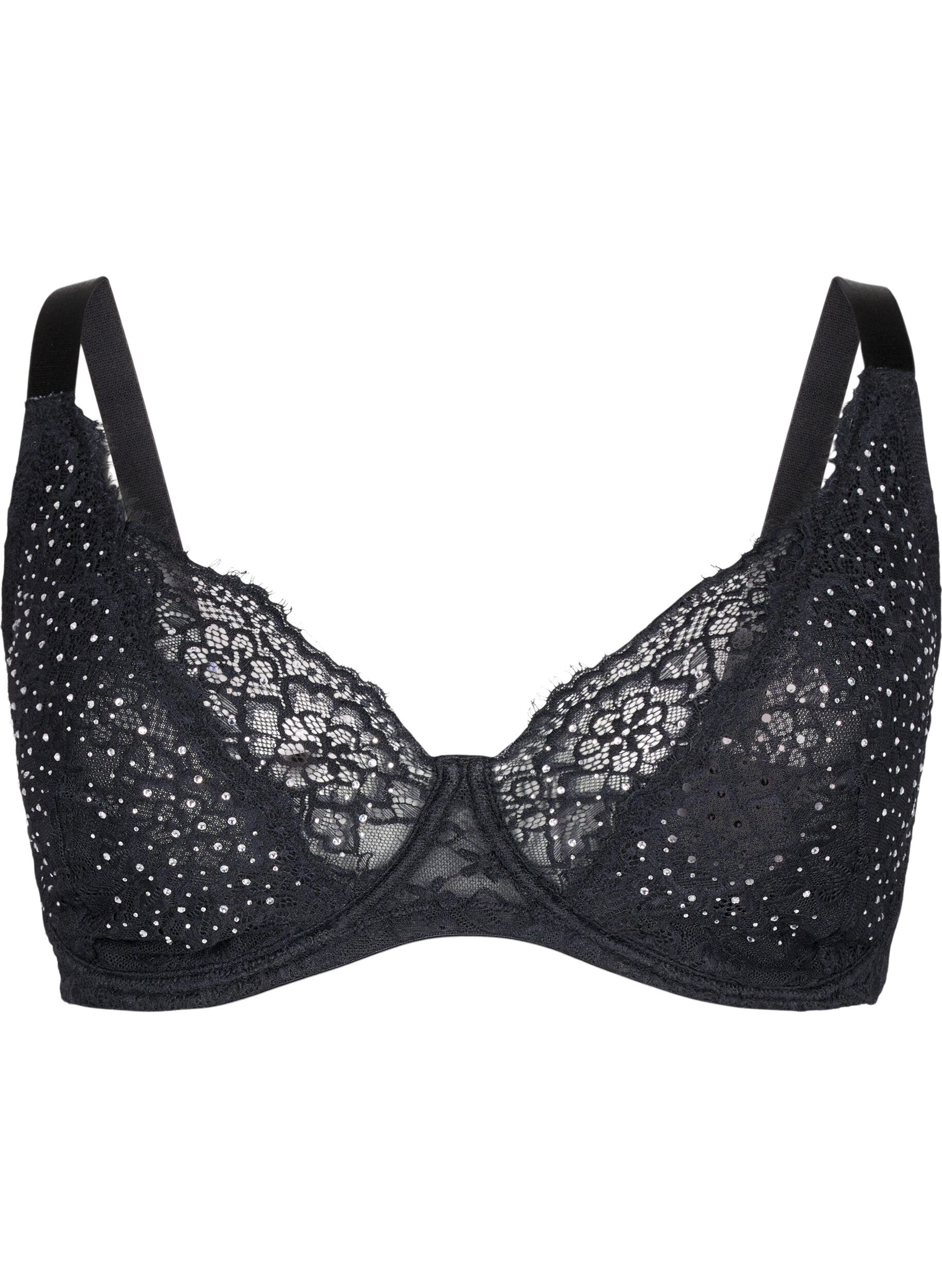 Zizzi Soutien-gorge couvrant avec strass, Black, Packshot image number 0