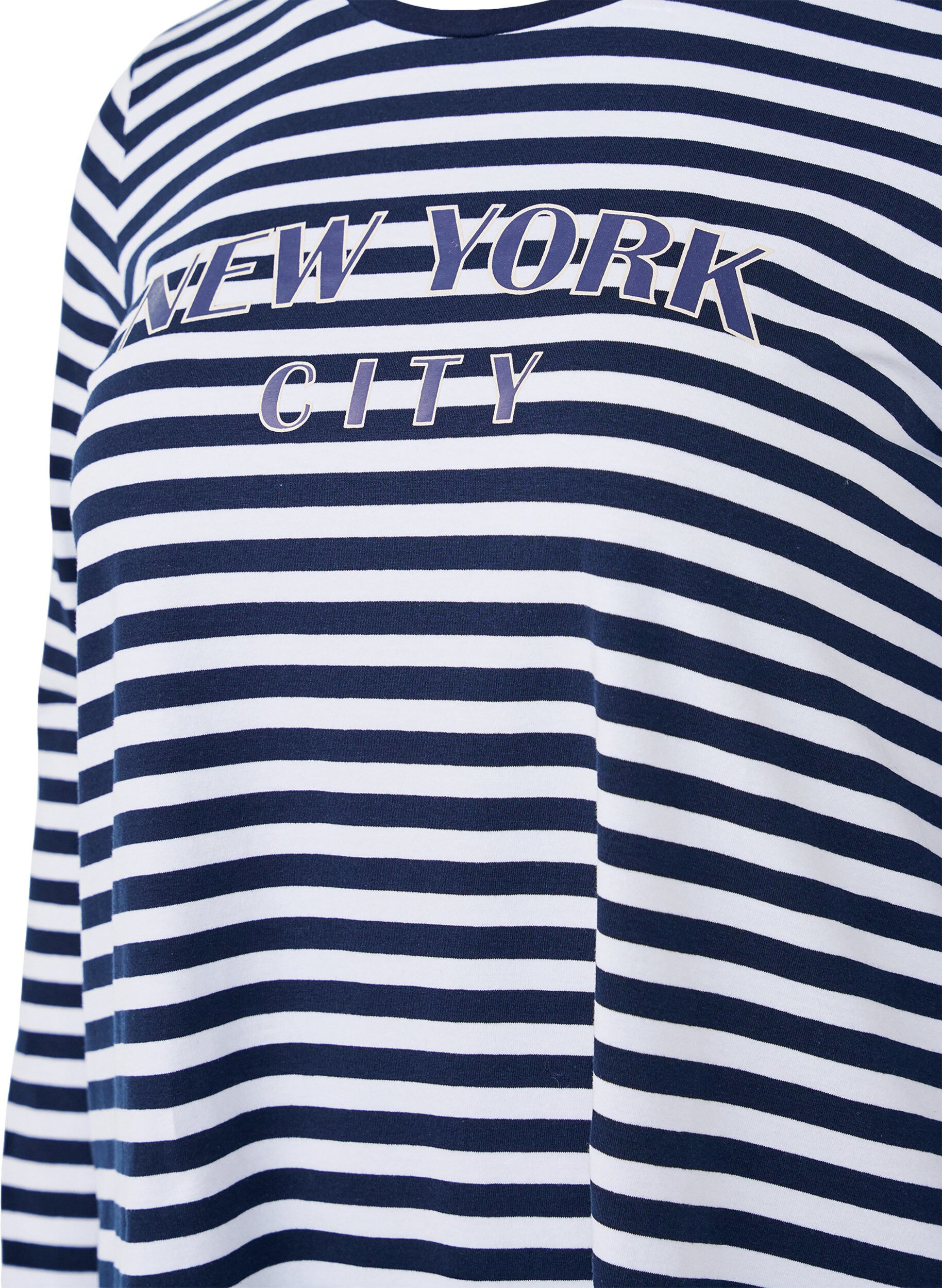Zizzi Chemisier &agrave; rayures et motif, White w.Navy Stripe, Packshot image number 2