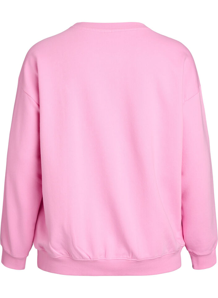 Sweatshirt avec imprimé texte, Rose, Packshot image number 1
