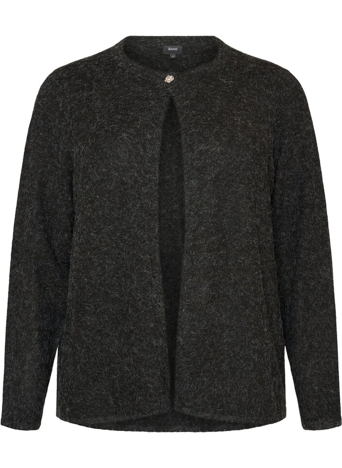 Cardigan en maille &agrave; col rond et fermeture boutonn&eacute;e, Gris anthracite, Packshot image number 0