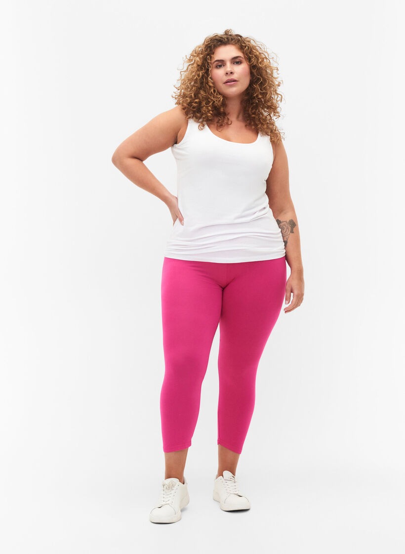 Leggings basiques longueur 3/4 en viscose, Rose, Model image number 1