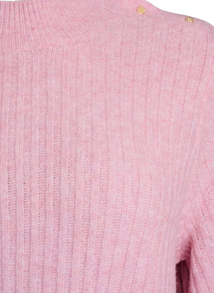 Pull c&ocirc;tel&eacute; &agrave; manches bouffantes et boutons, Rose poudr&eacute;e, Packshot image number 2