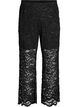 Pantalon taille haute en dentelle &agrave; coupe droite, Noir, Packshot image number 0