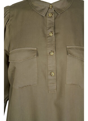 Robe avec bordure à volants et manches 3/4, Dusty Olive, Packshot image number 2