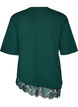 T-shirt avec ourlet asym&eacute;trique en dentelle, Vert fonc&eacute;, Packshot image number 1