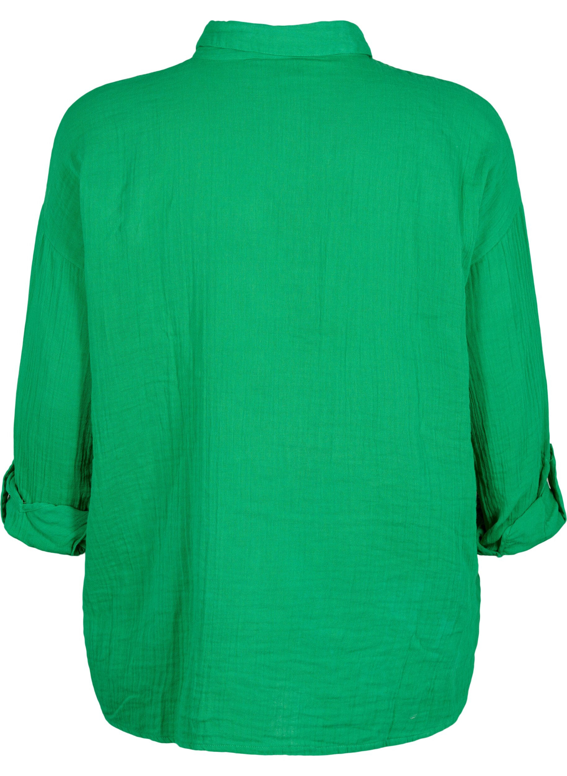 Zizzi Chemise avec col en mousseline de coton, Jolly Green, Packshot image number 1