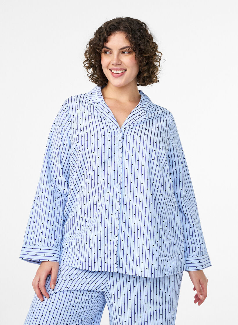 Chemise de pyjama en seersucker &agrave; manches longues, Bleu Clair, Model image number 0