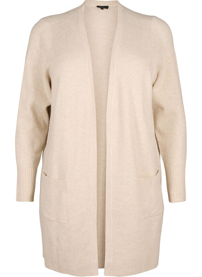 Cardigan en tricot c&ocirc;tel&eacute; avec poches, Beige, Packshot image number 0
