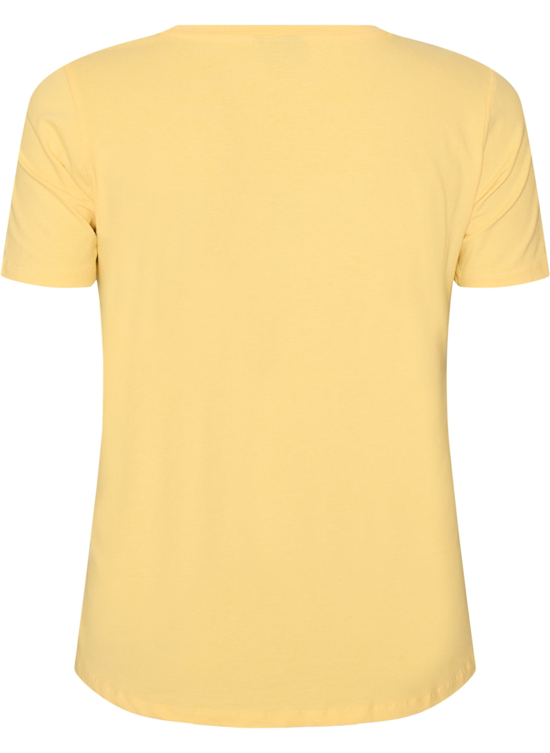 ZizziT-shirt en coton uni basique, Jaune, Packshot image number 1