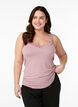 Top en viscose avec bordure en dentelle, Rose, Model image number 0