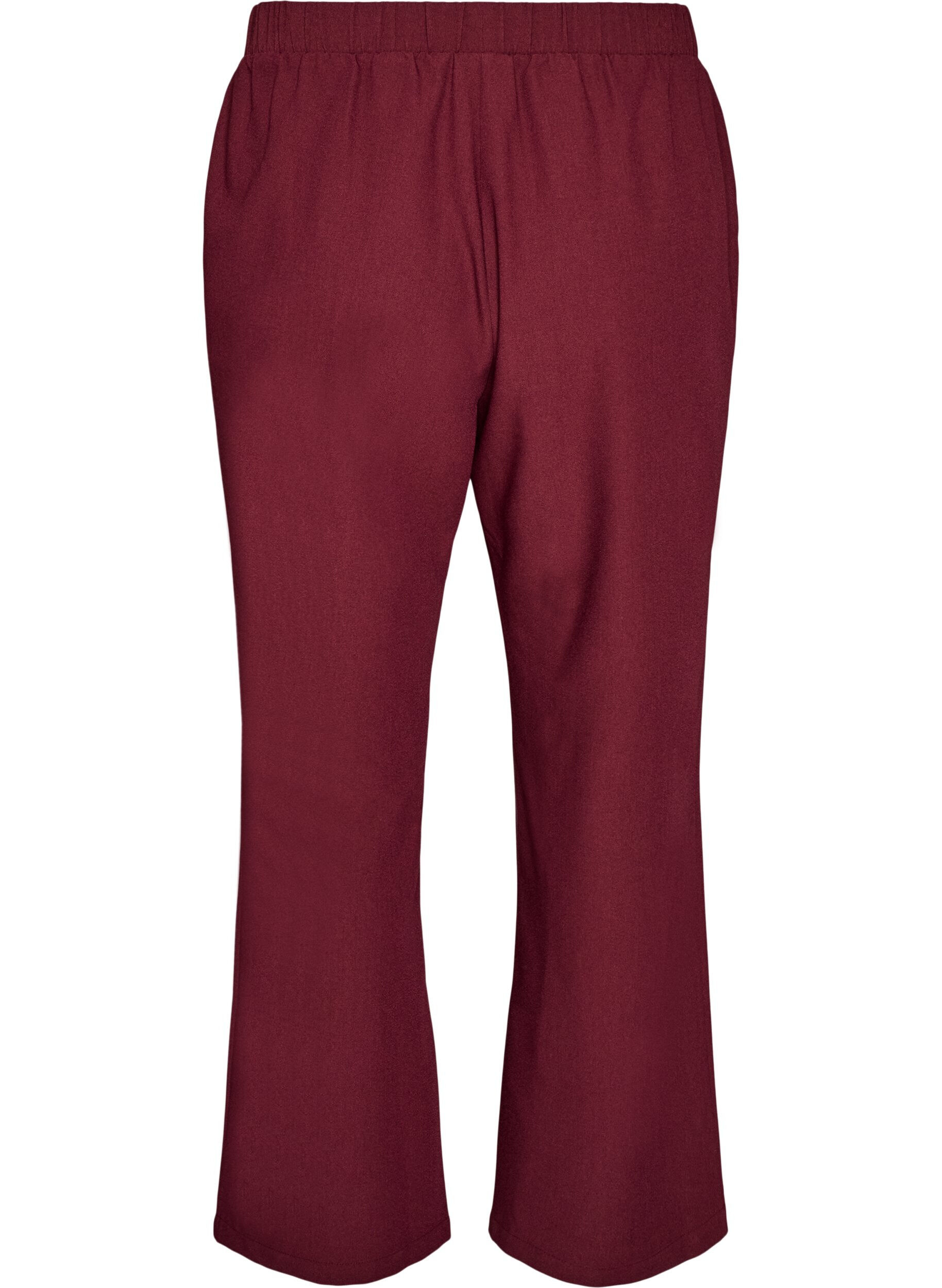 ZizziPantalon &eacute;vas&eacute; avec taille &eacute;lastiqu&eacute;e, Bordeaux, Packshot image number 1