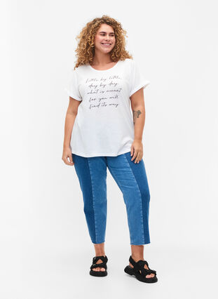 T-shirt imprimé en coton biologique, Bright White, Model image number 2