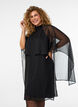 Robe mi-longue en mousseline avec cape transparente, Noir, Model image number 3