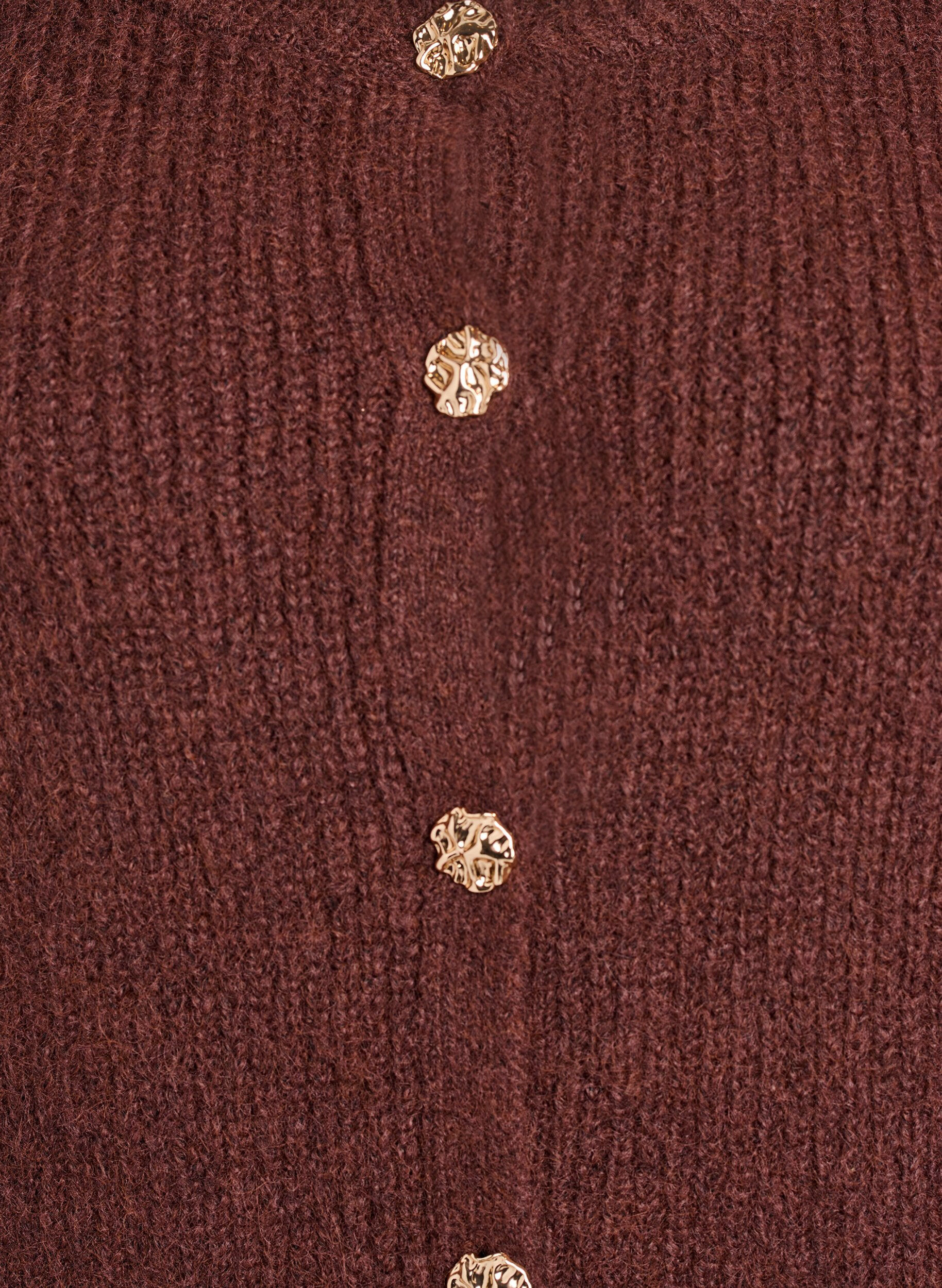 Zizzi Cardigan court avec des manches 3/4 et des boutons dor&eacute;s et textur&eacute;s, Marron, Packshot image number 2