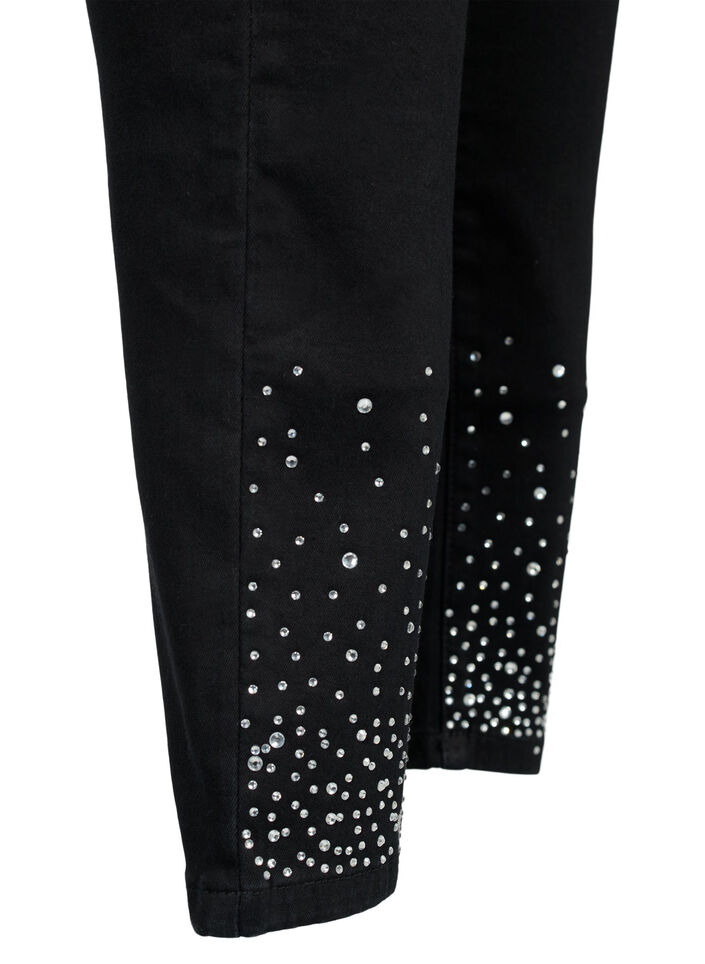 Jean Amy taille haute avec des strass, Black, Packshot image number 3