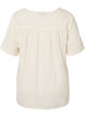 Chemisier en coton avec broderie et manches courtes, Buttercream, Packshot image number 1