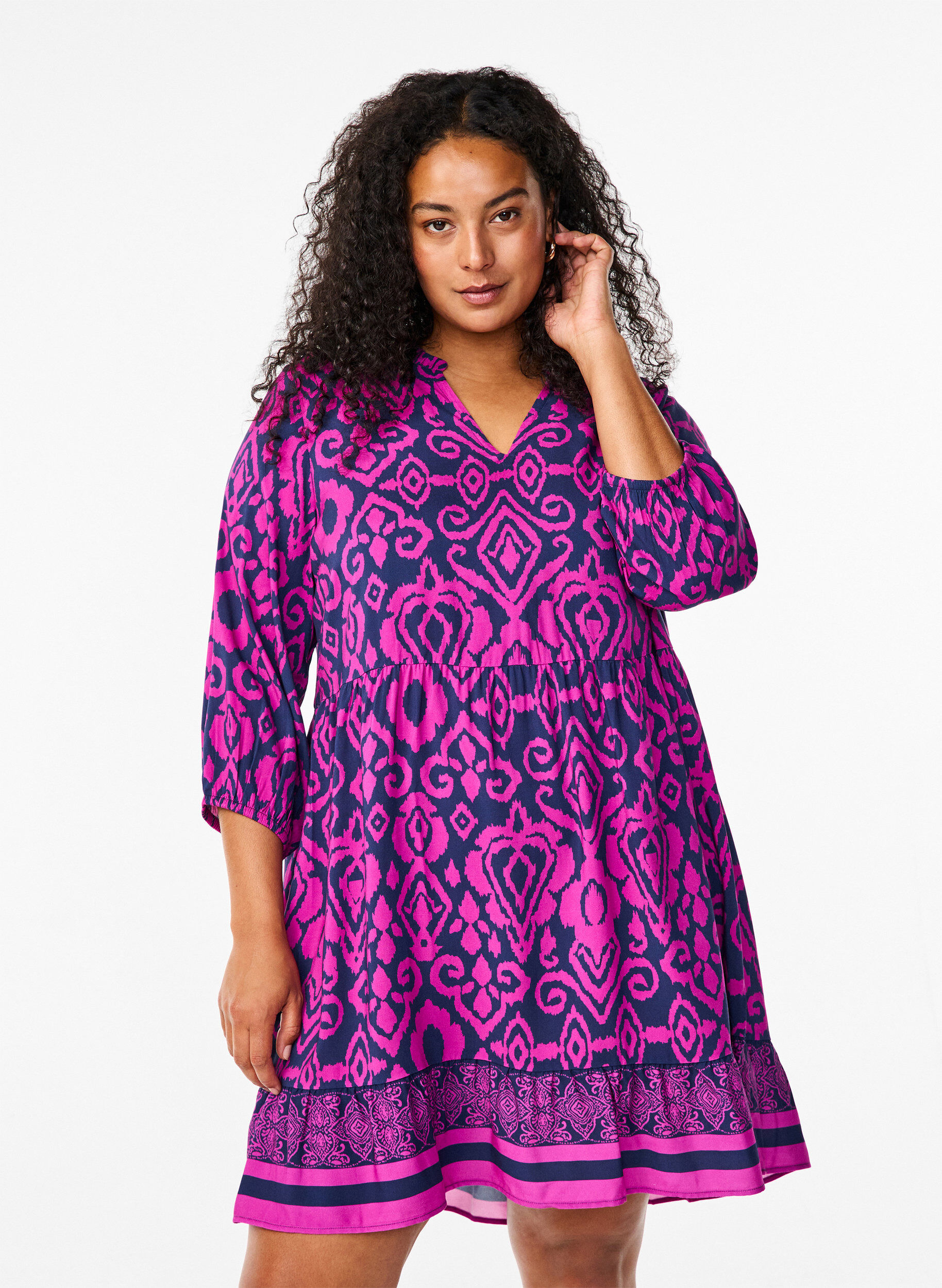 Zizzi Robe courte &eacute;vas&eacute;e et imprim&eacute;e, Night Sky AOP, Model image number 0