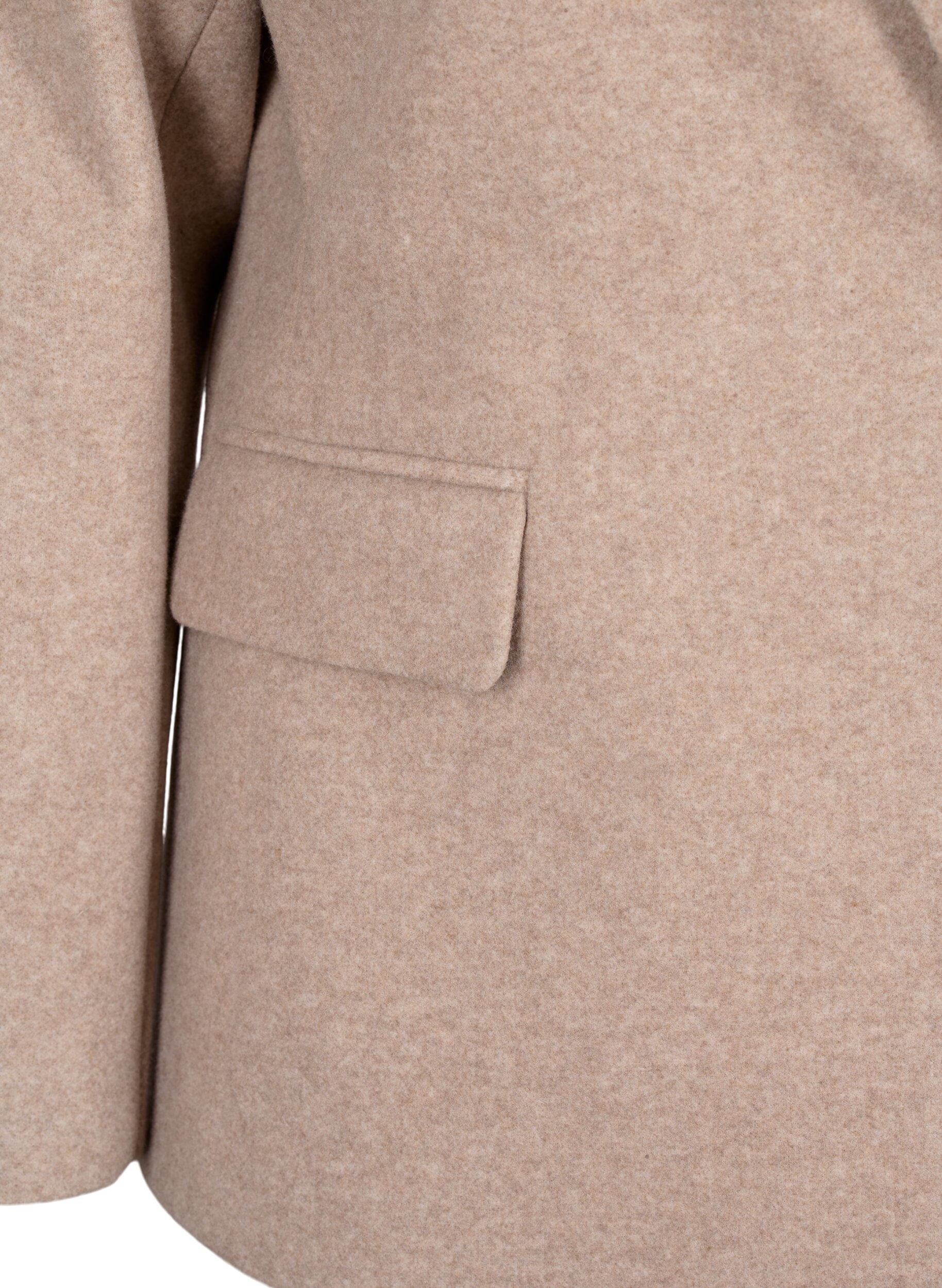 Zizzi Blazer en m&eacute;lange de tissu avec fente, Pumice Stone Mel., Packshot image number 3