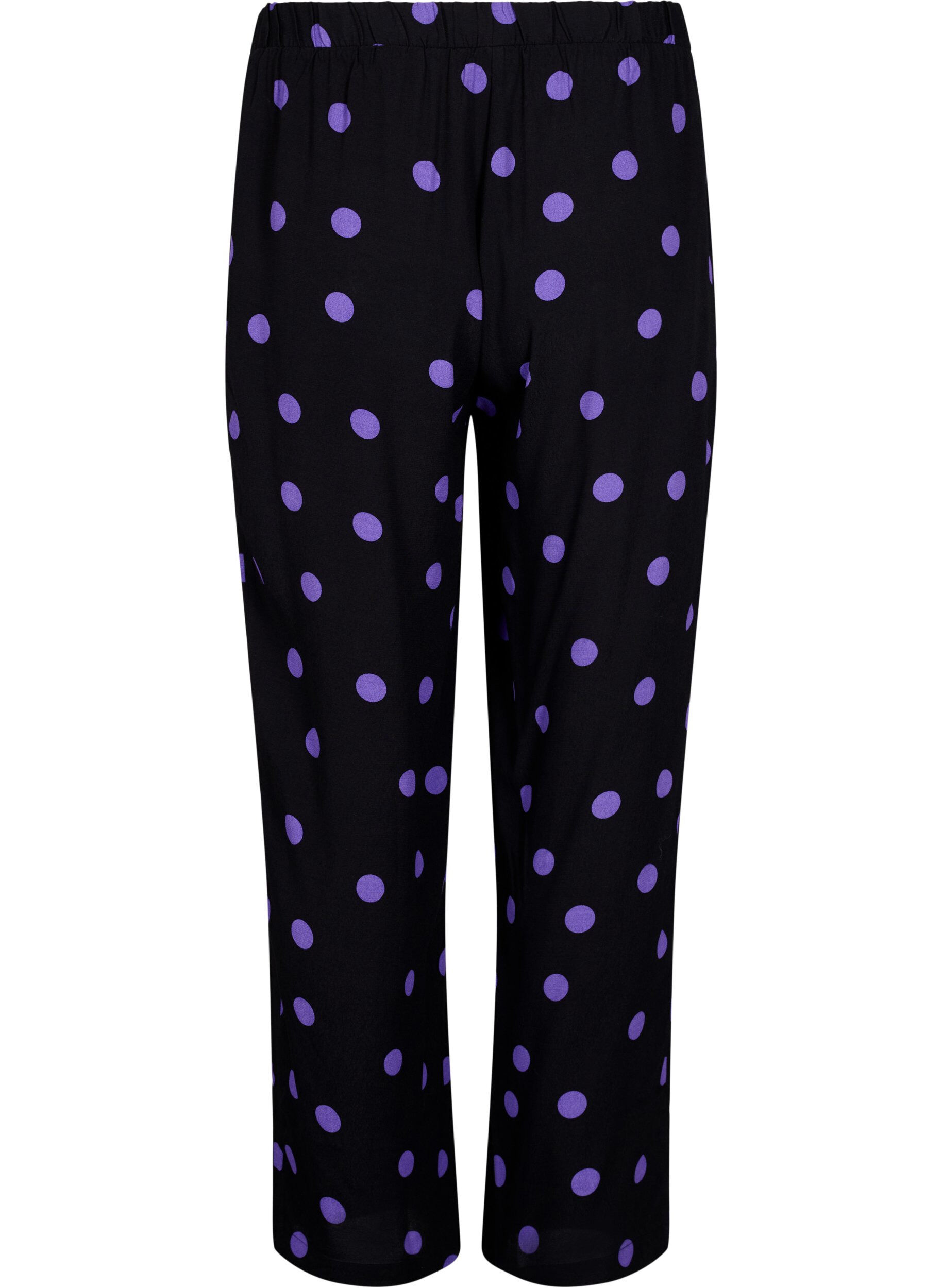 Zizzi Pantalon en viscose &agrave; pois, Black w. Purple Dot, Packshot image number 1