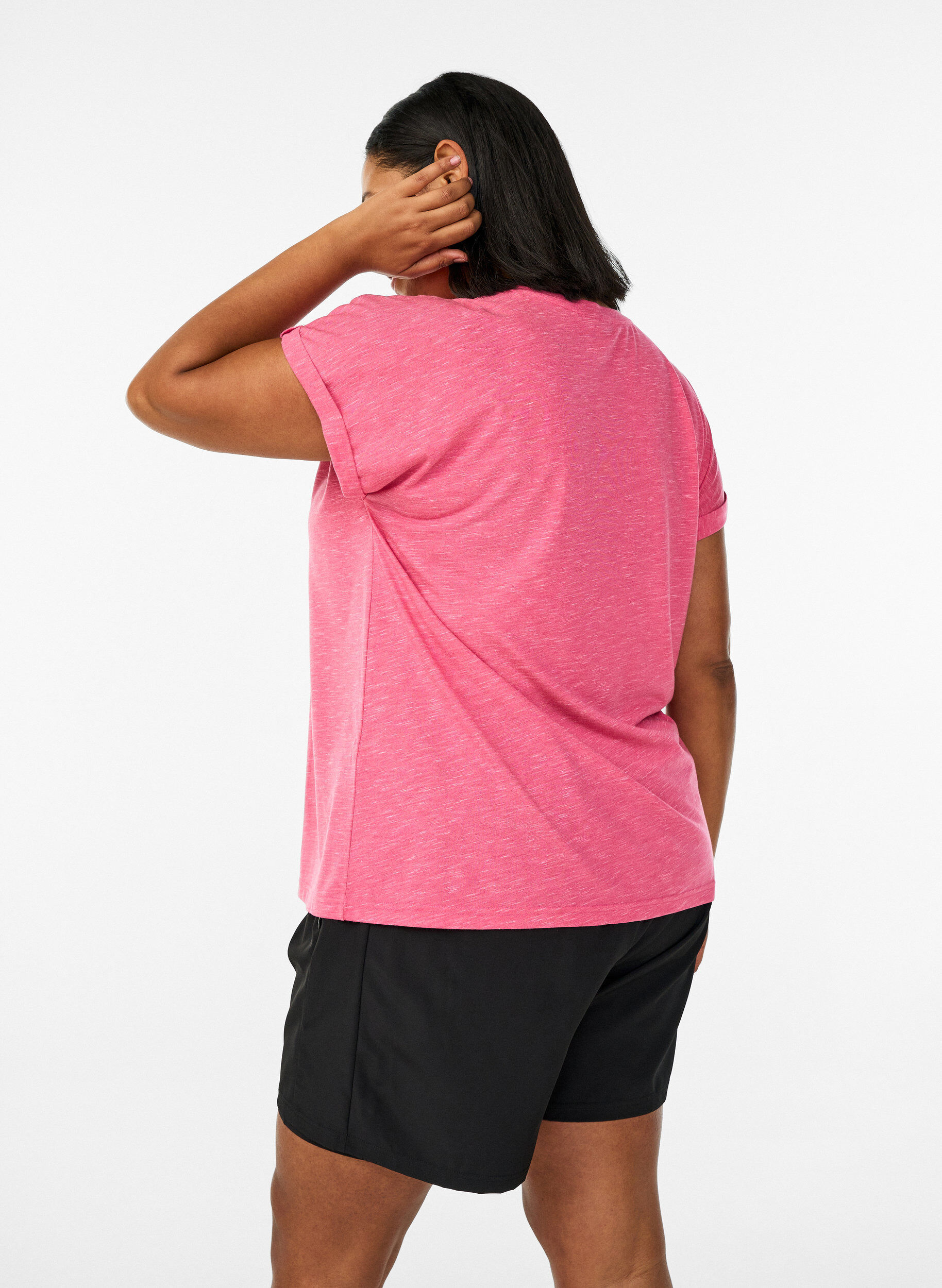 ZizziT-shirt d'entra&icirc;nement ample &agrave; manches courtes, Rose, Model image number 2