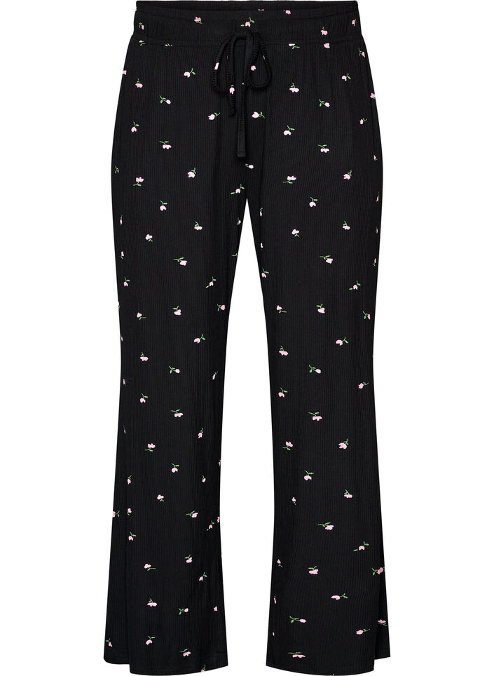 Bas de pyjama c&ocirc;tel&eacute; &agrave; imprim&eacute; floral, Noir, Packshot image number 0