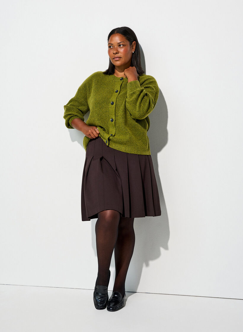 Cardigan en tricot c&ocirc;tel&eacute; avec boutons, Vert clair, Model image number 1