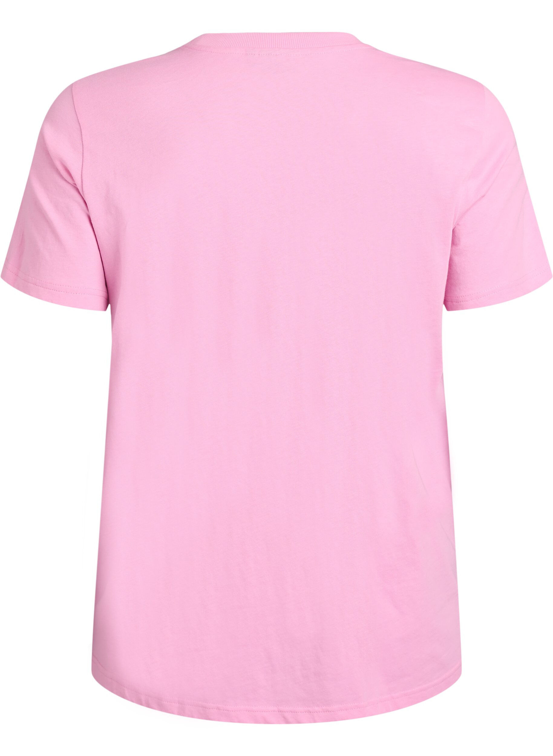 ZizziT-shirt basique en coton &agrave; col rond, Rose, Packshot image number 1