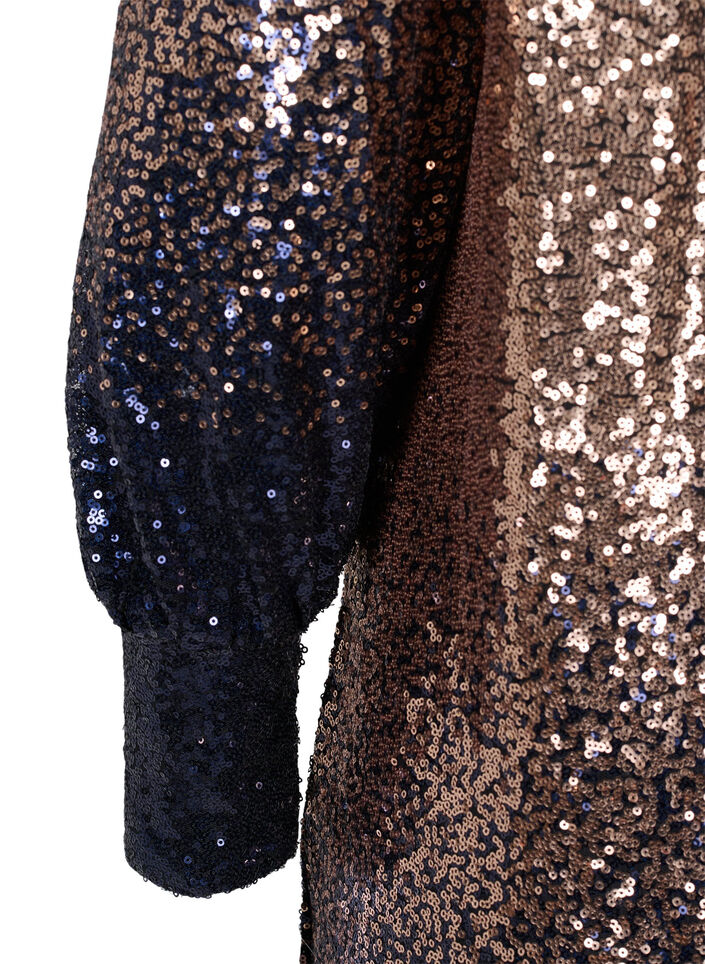Robe à paillettes avec manches bouffantes, Evening Blue Cobber, Packshot image number 3