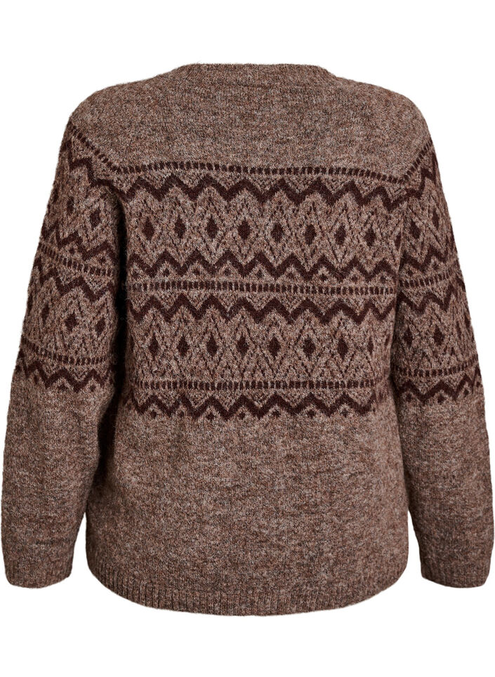Cardigan &agrave; motif jacquard, Marron, Packshot image number 1