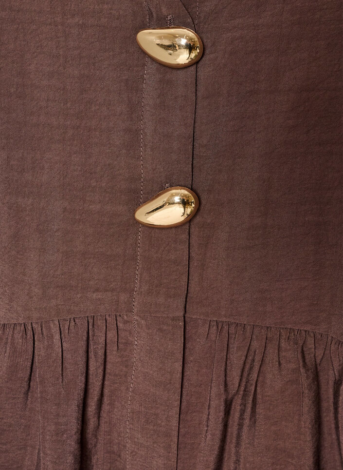 Blouse p&eacute;plum sans manches avec boutons d&eacute;coratifs, Marron, Packshot image number 2