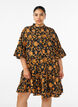 Robe florale en coton avec volants et coupe &eacute;vas&eacute;e ample, Orange, Model image number 0