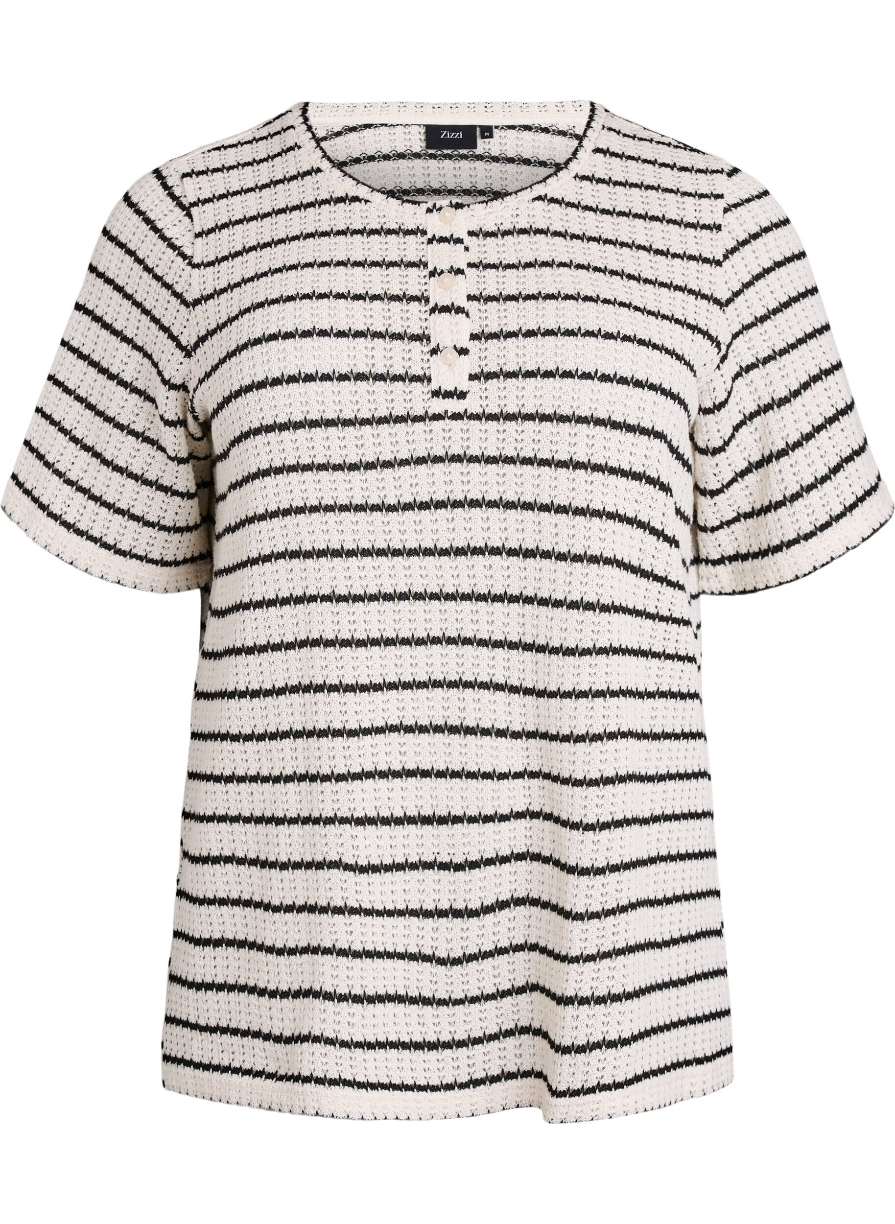 Zizzi Chemisier en jersey ray&eacute;, Noir, Packshot image number 0